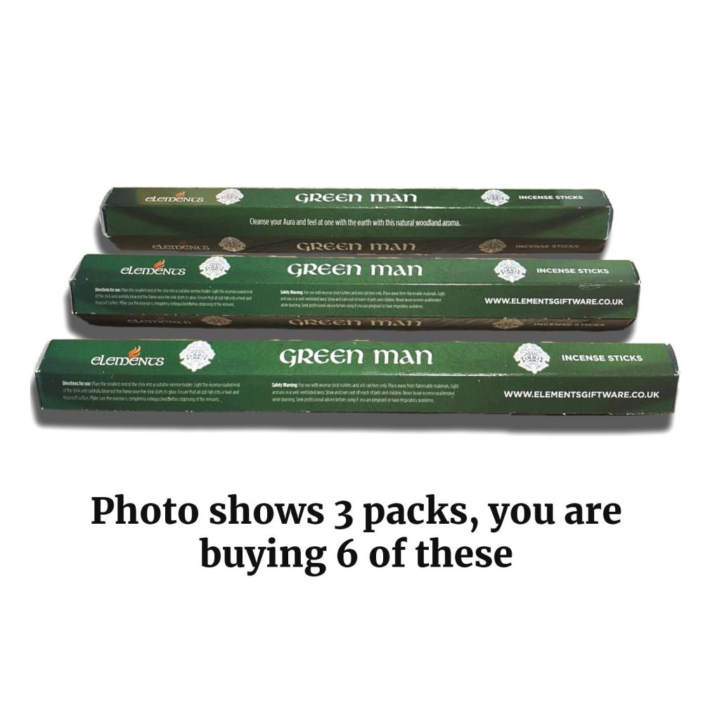 Green Man Incense Sticks by Elements 6 packs Joss