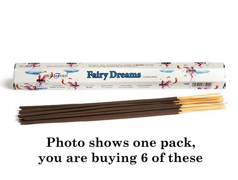 Fairy Dreams Premium Incense Sticks Hex by Stamford 6 packs Joss