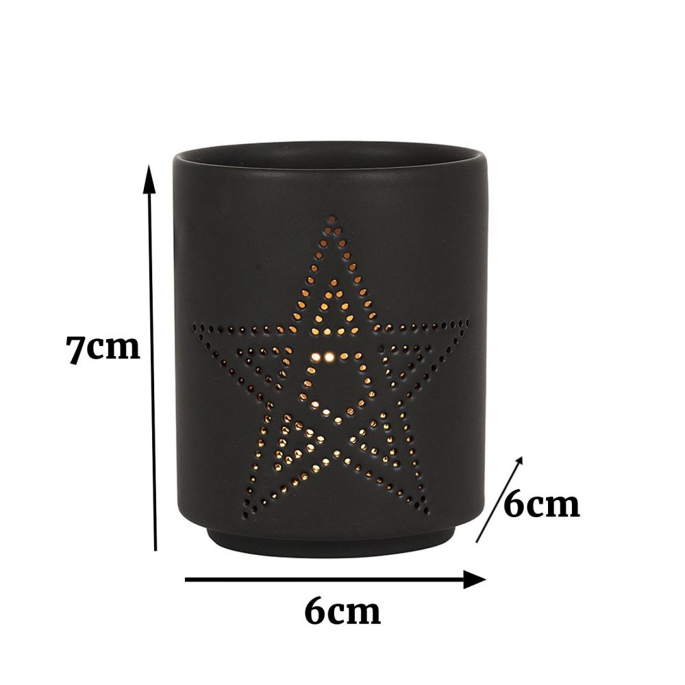 Pentagram Black Cut Out Tealight Candle Holder