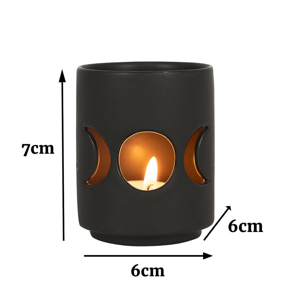 Triple Moon Black Cut Out Tealight Candle Holder