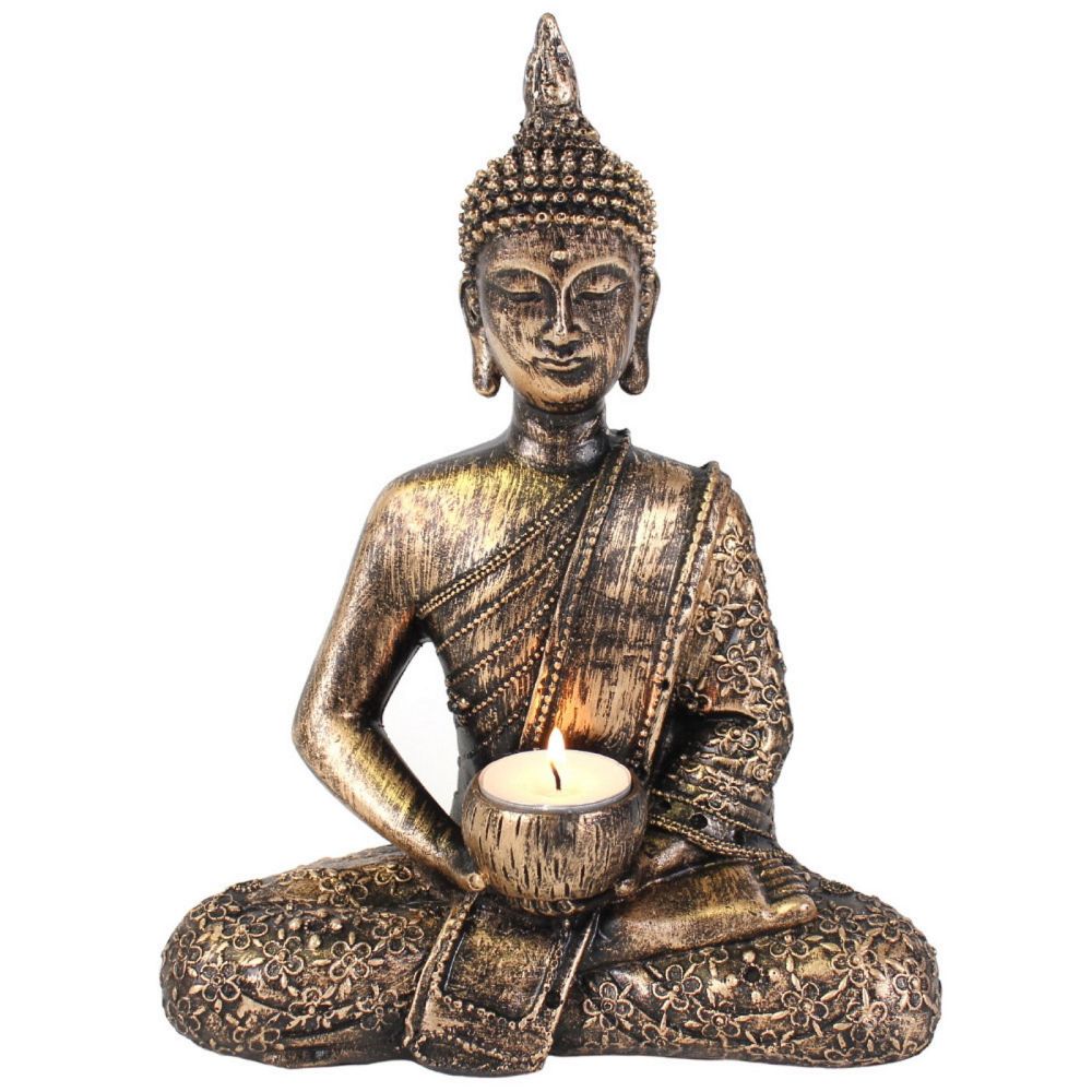 Sitting Thai Buddha resin Candle Holder (stock)