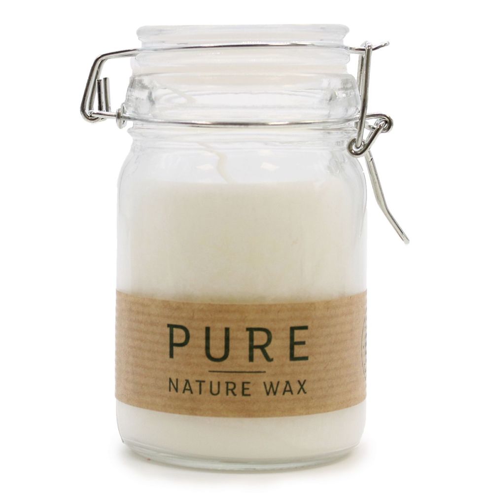Pure Olive Wax White Candle in Glass Jar 25hours