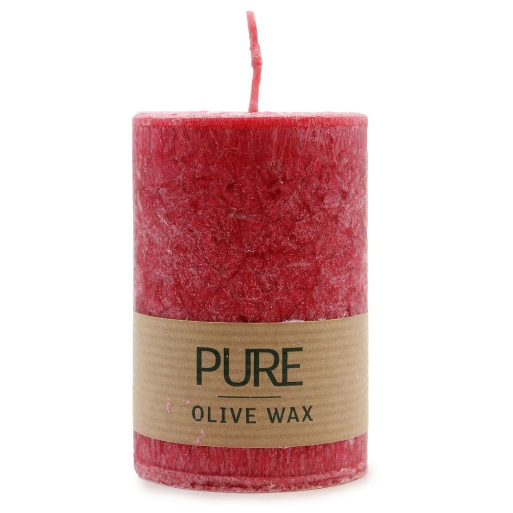 Pure Olive Wax Red Candle 90x60mm 25hours