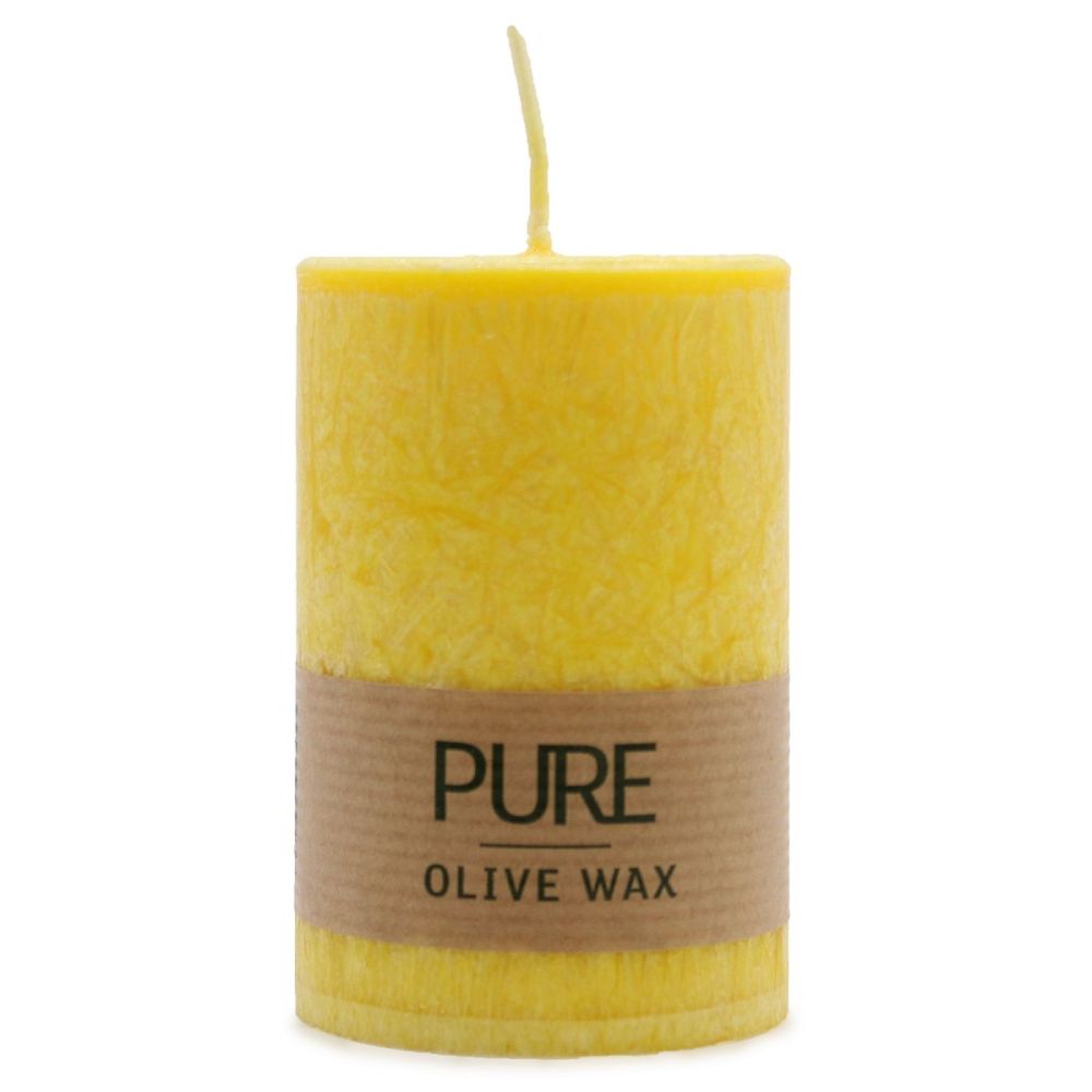 Pure Olive Wax Yellow Candle 90x60mm 25hours