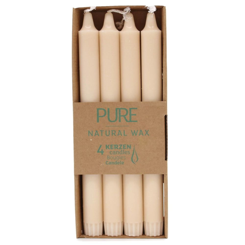 Pure Natural Wax Sahara Sand Dinner Candles 250mmx23mm pack of 4