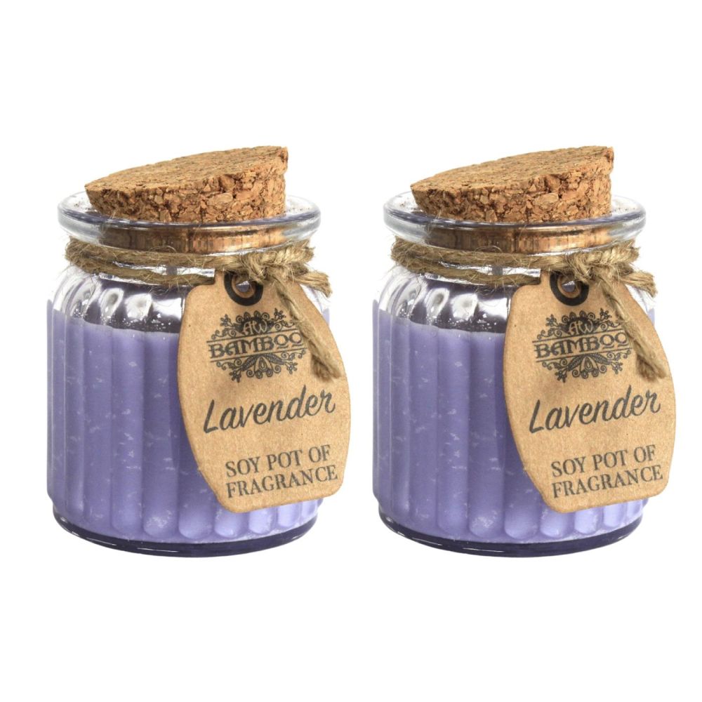 Lavender Fragrance Soy Candles in Glass Jar 70x55mm pack of 2
