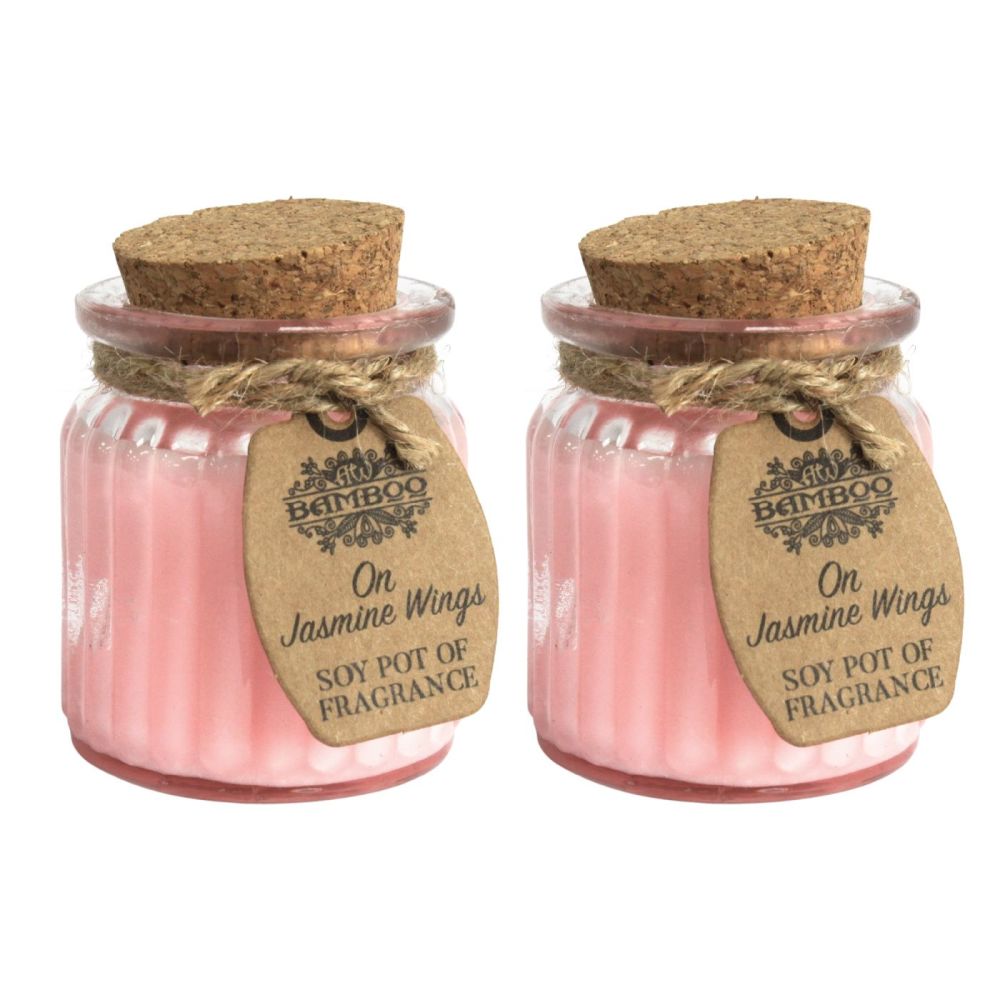 On Jasmine Wings Fragrance Soy Wax Candles in Glass Jar 70x55mm pack of 2