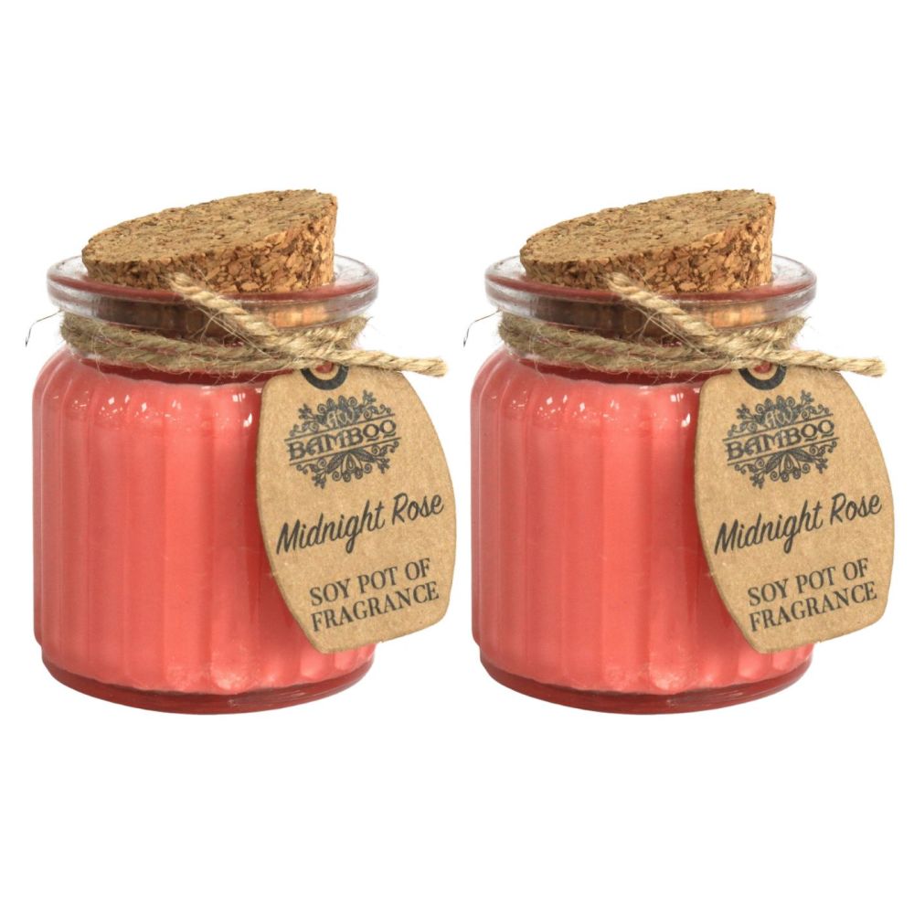 Midnight Rose Fragrance Soybean wax Candles in Glass Jar 70x55mm pack of 2