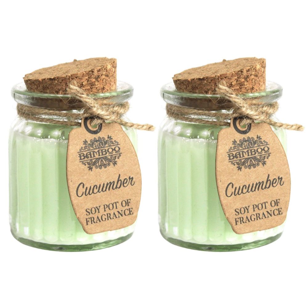 Cucumber Fragrance Soybean wax Candles in Glass Jar 70x55mm pack of 2