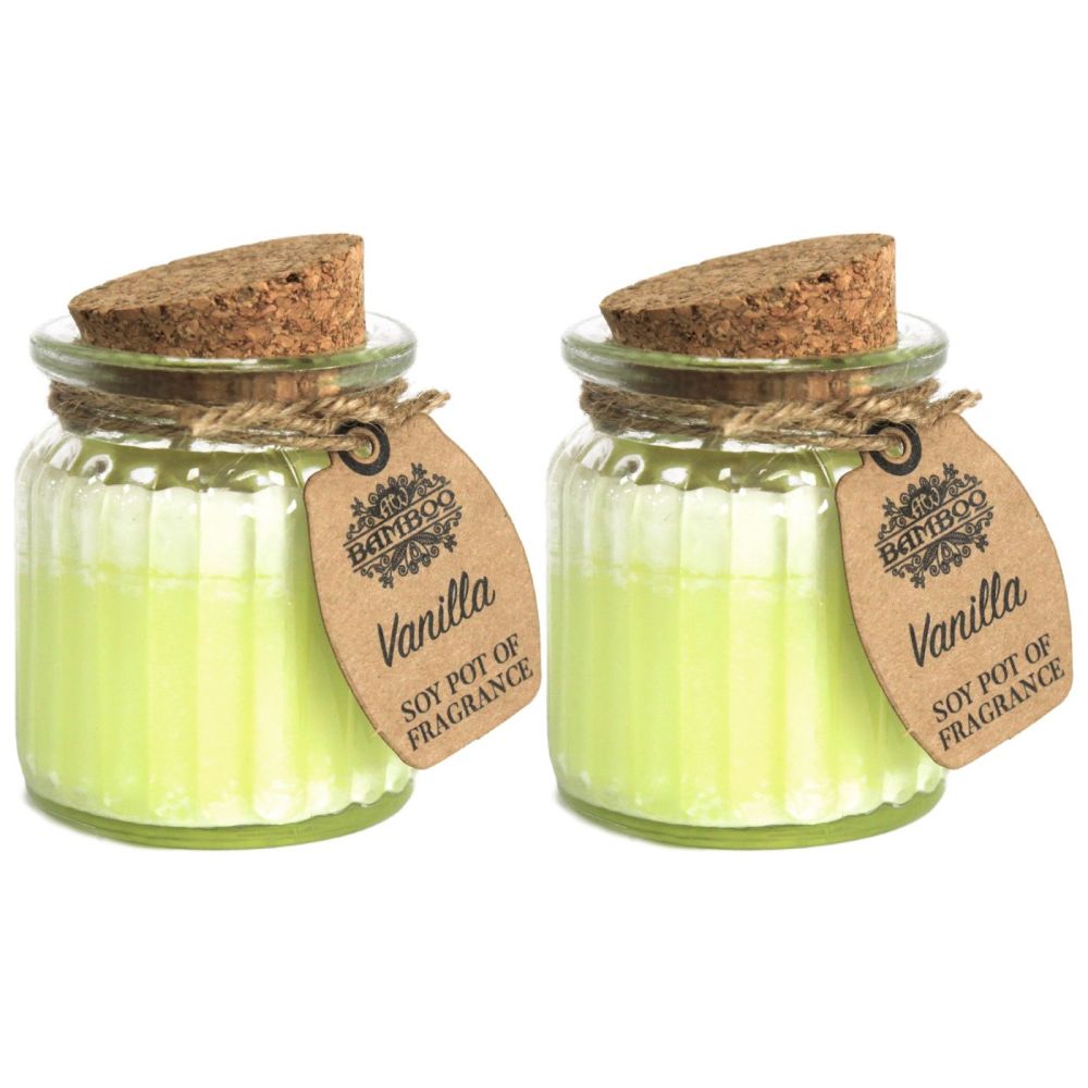 Vanilla Fragrance Soybean wax Candles in Glass Jar 70x55mm pack of 2