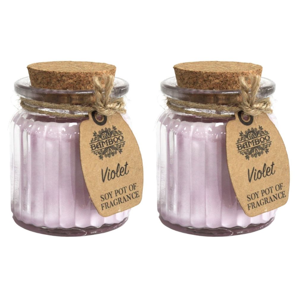 Violet Fragrance Soy Candles in Glass Jars set of 2