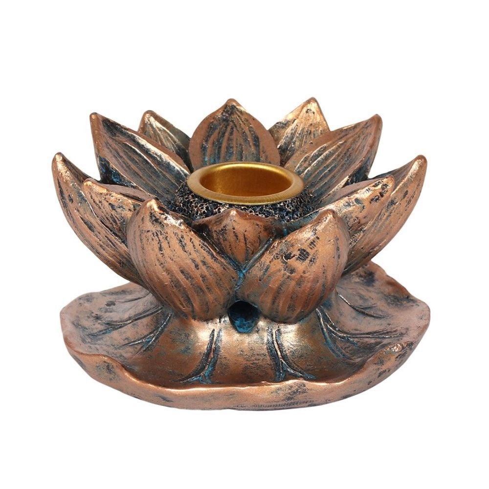 Lotus Flower Bronze Incense Burner for Backflow Cones