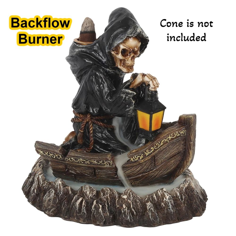 Grim Reaper Boat Incense Burner for Backflow Cones