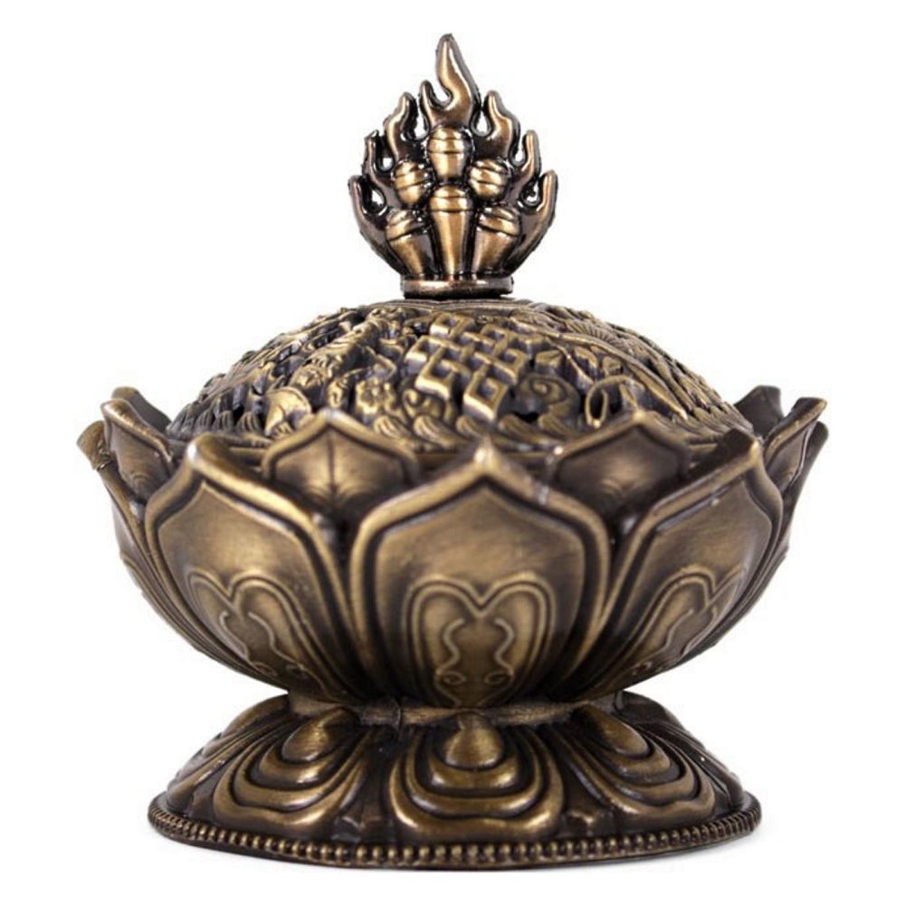 Lotus Flower Brass Incense Dhoop Cone Holder