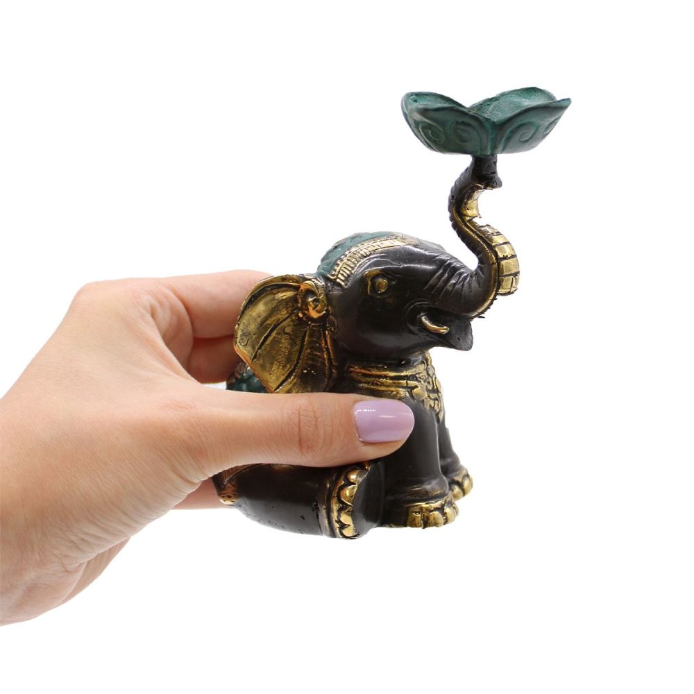 Elephant Brass Incense Dhoop Cone Holder