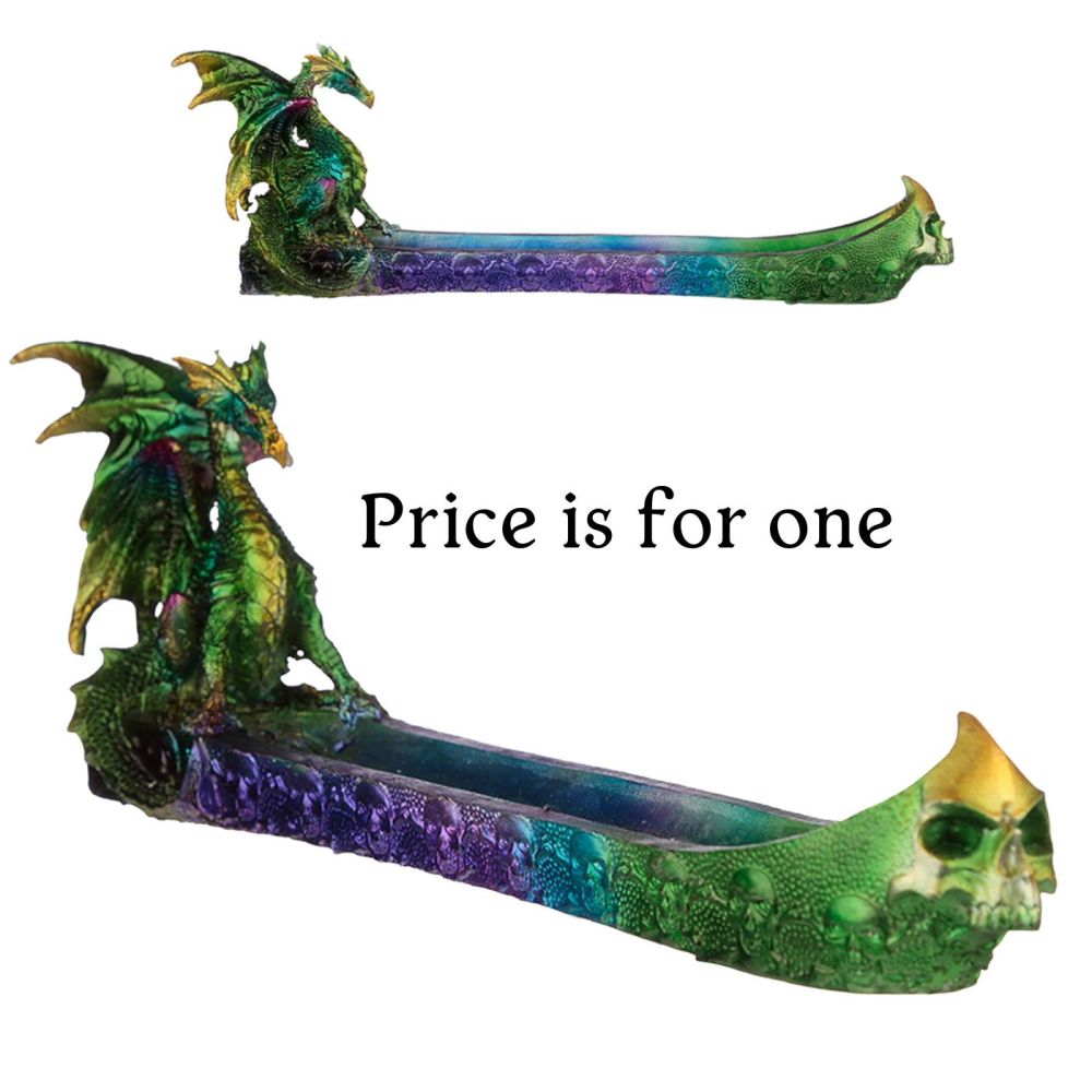 Dragon Skulls Metallic Rainbow Incense Ashcatcher Burner