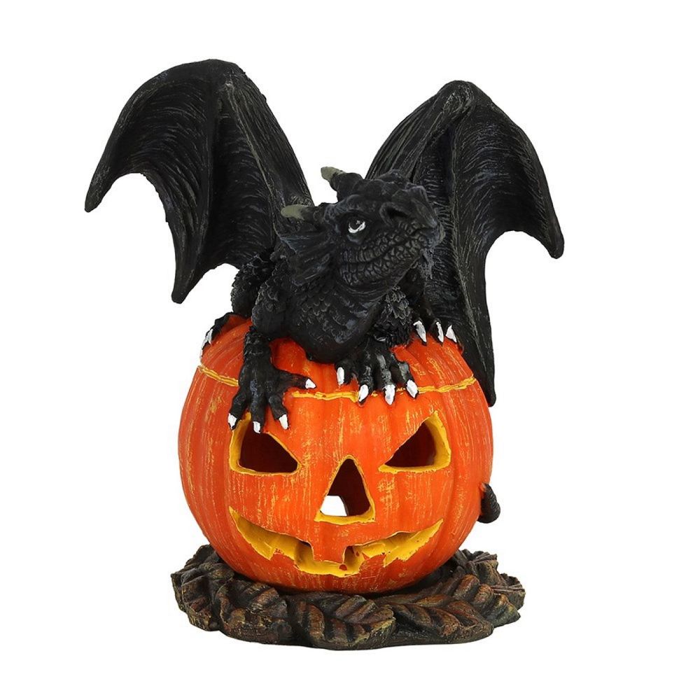 Black Dragon on Pumpkin Trick or Treat Incense Cone Burner by Anne Stokes
