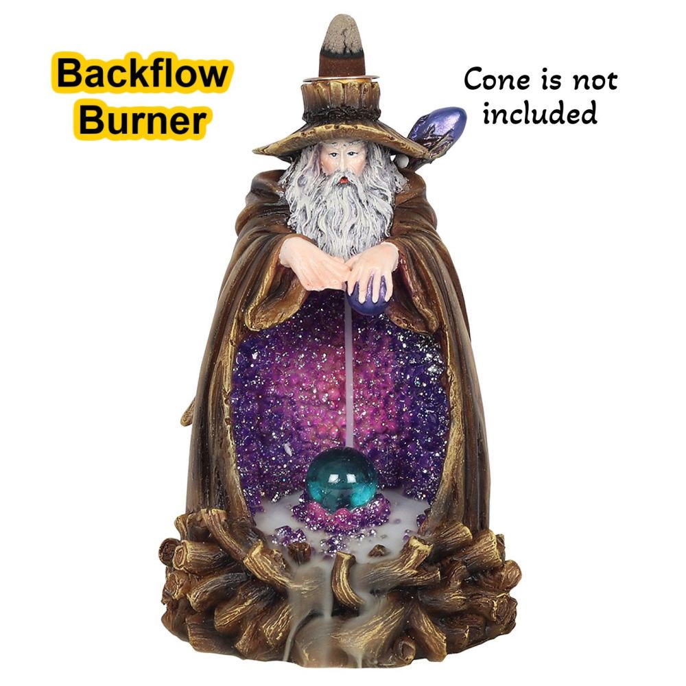 Wizard in Crystal Cave LED Incense Burner for Backflow Cones