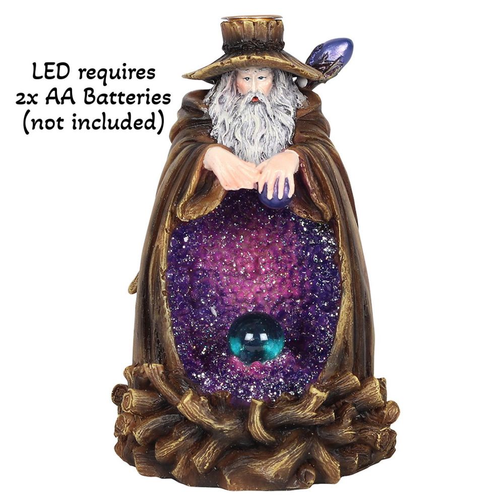 Wizard in Crystal Cave LED Incense Burner for Backflow Cones