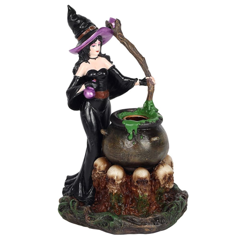 Witch with Cauldron Incense Burner for Backflow Cones