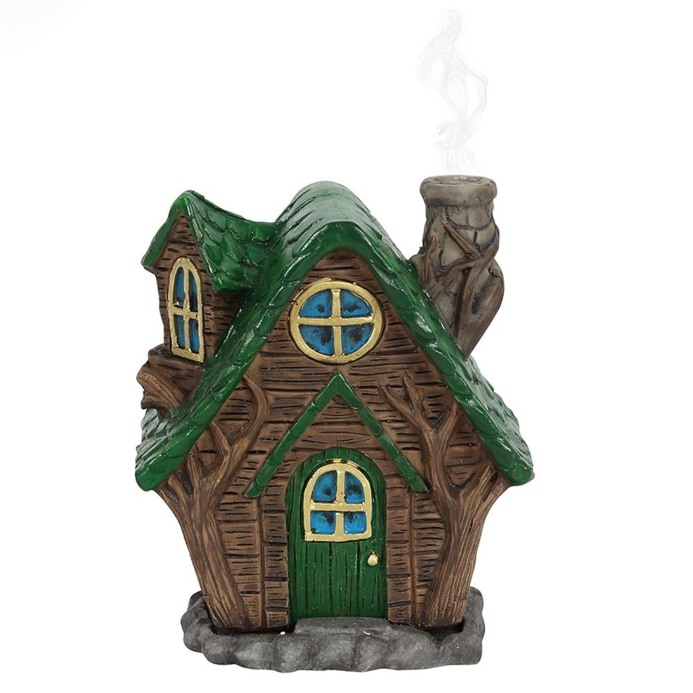 Woody Lodge Fairy House Incense Dhoop Cone Burner by Lisa Parker