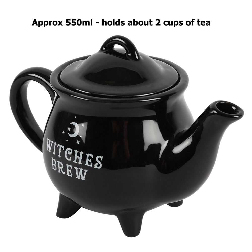 Cauldron Tea Pot Witches Brew Black Ceramic 550ml
