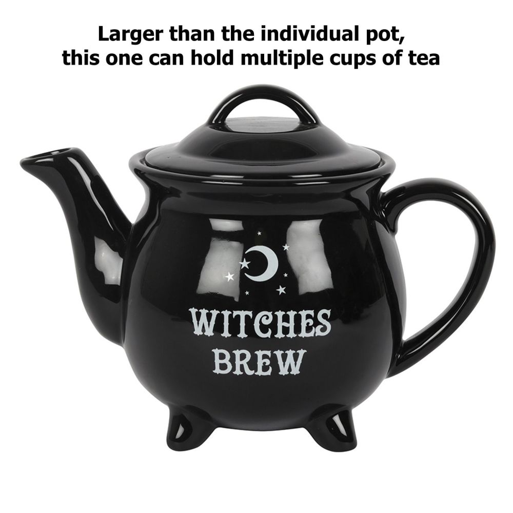 Cauldron Tea Pot Witches Brew 4 Cauldron Cups Ceramic Tea Set