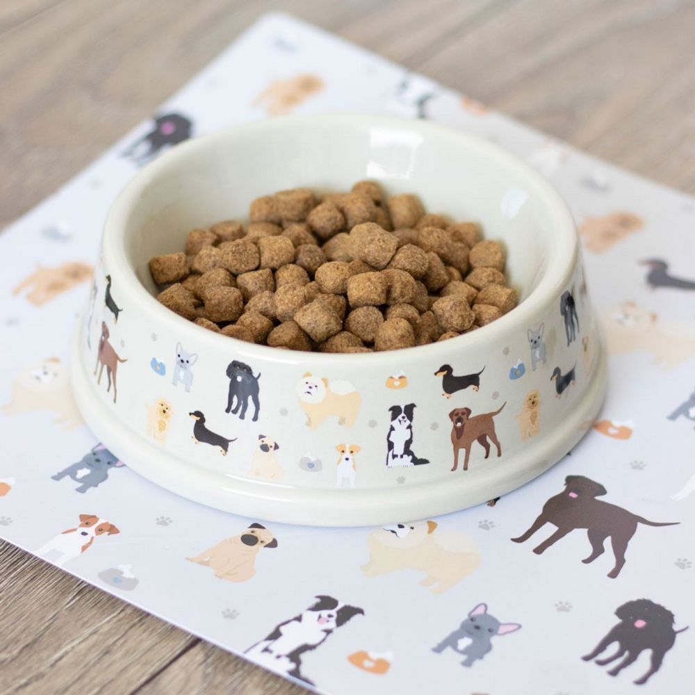Dog Print Paws Pet Food Bowl