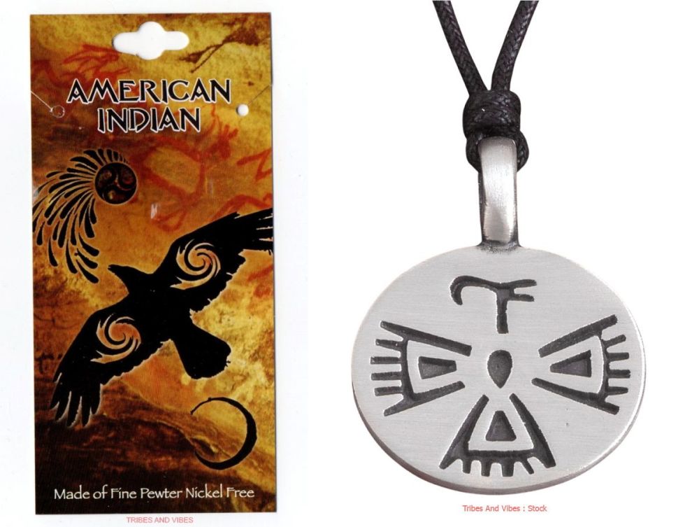 Thunderbird Protection Pendant with black cotton Necklace