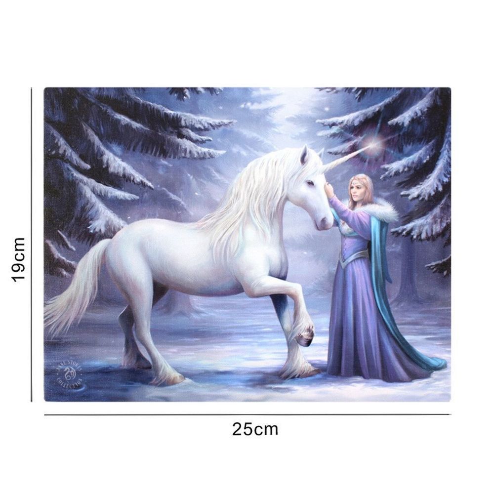 Pure Magic White Unicorn Canvas Wall Print by Anne Stokes 25x19cm
