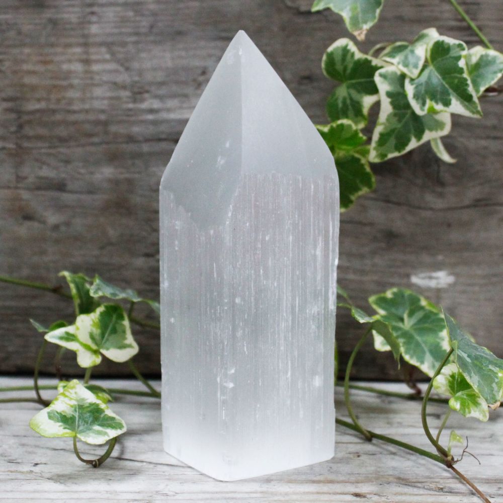 Selenite Natural Crystal Pencil Point Tower 15cm