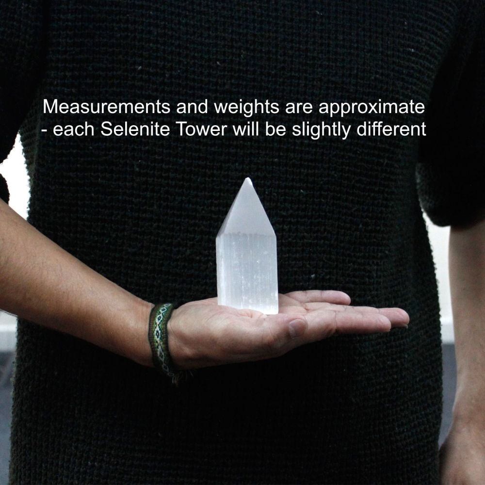 Selenite Natural Crystal Pencil Point Tower 10cm 290g