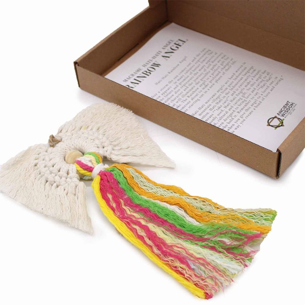 Hati Hati Macrame Rainbow Angel in a Gift Box