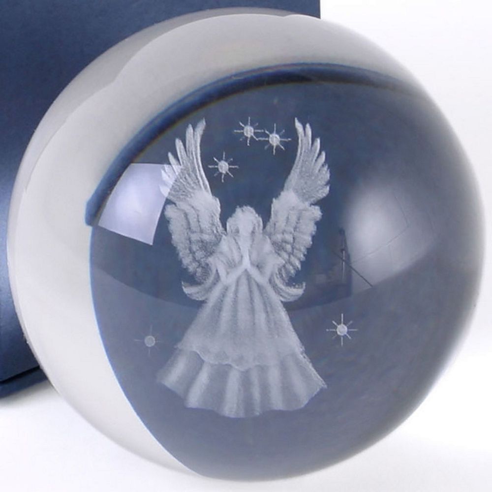 Guardian Angel etched Glass Sphere