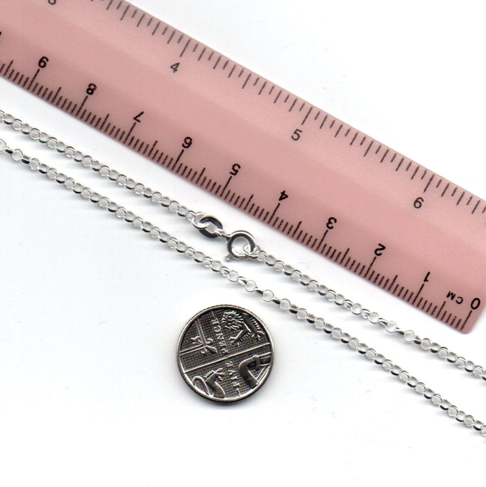 925 Sterling Silver Belcher Chain Necklace 18" 45cm x 1.9mm wide links