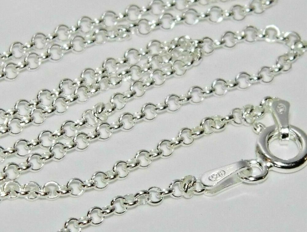 925 Sterling Silver Belcher Chain Necklace 20" 51cm x 1.7mm wide links
