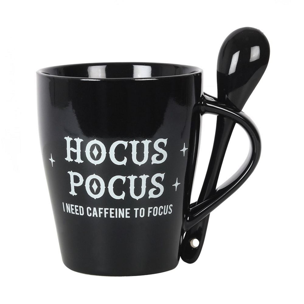 Hocus Pocus I Need Caffeine to Focus Mug and Tea Spoon Set