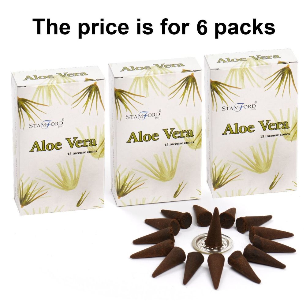 Aloe Vera Premium Incense Cones by Stamford 6 packs Dhoop