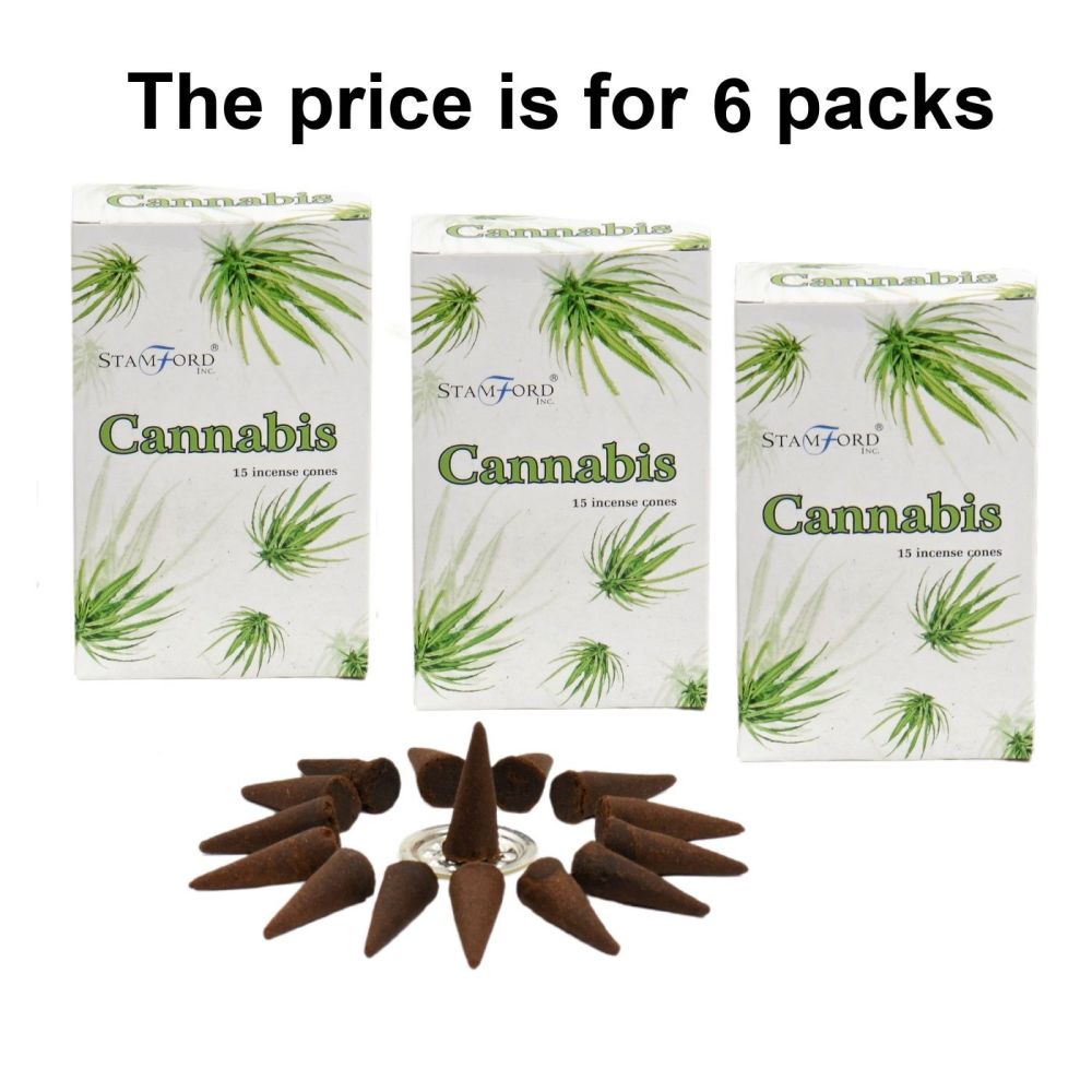 Cannabis Premium Incense Cones by Stamford 6 packs Dhoop