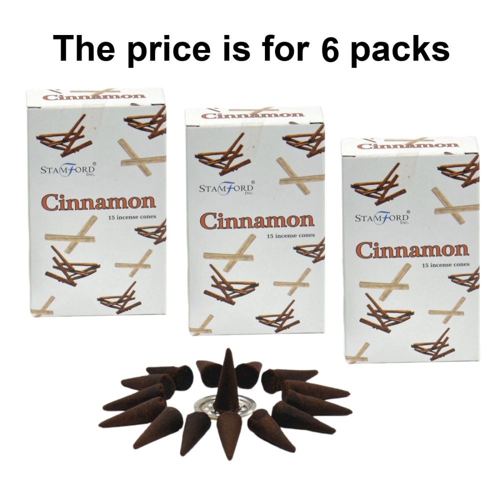 Cinnamon Premium Incense Cones by Stamford 6 packs Dhoop