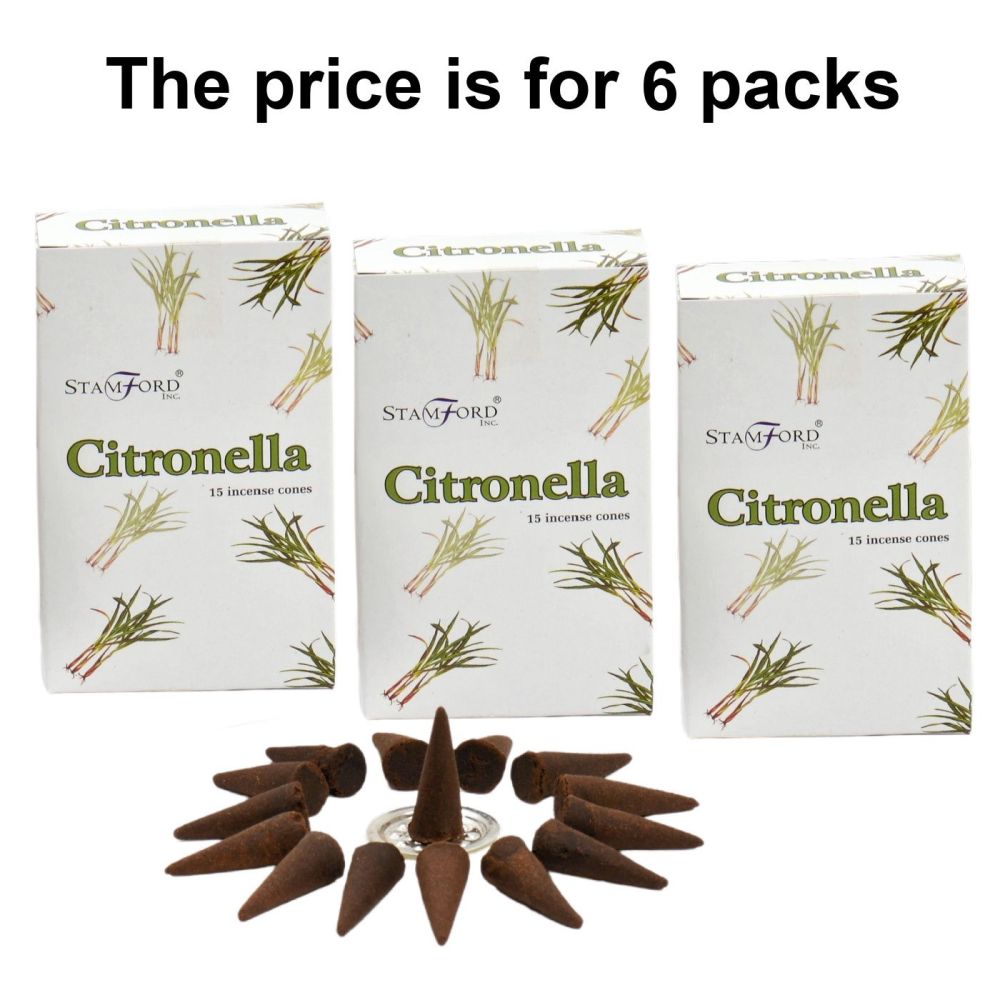 Citronella Premium Incense Cones by Stamford 6 packs Dhoop