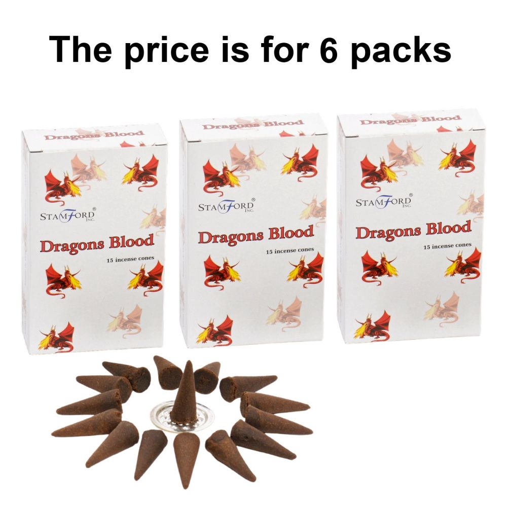 Dragons Blood Premium Incense Cones by Stamford 6 packs Dhoop
