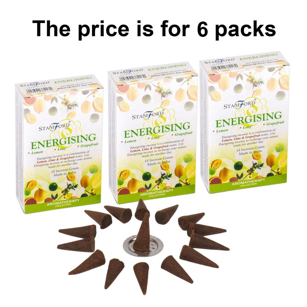 Energising Premium Incense Cones by Stamford 6 packs Dhoop
