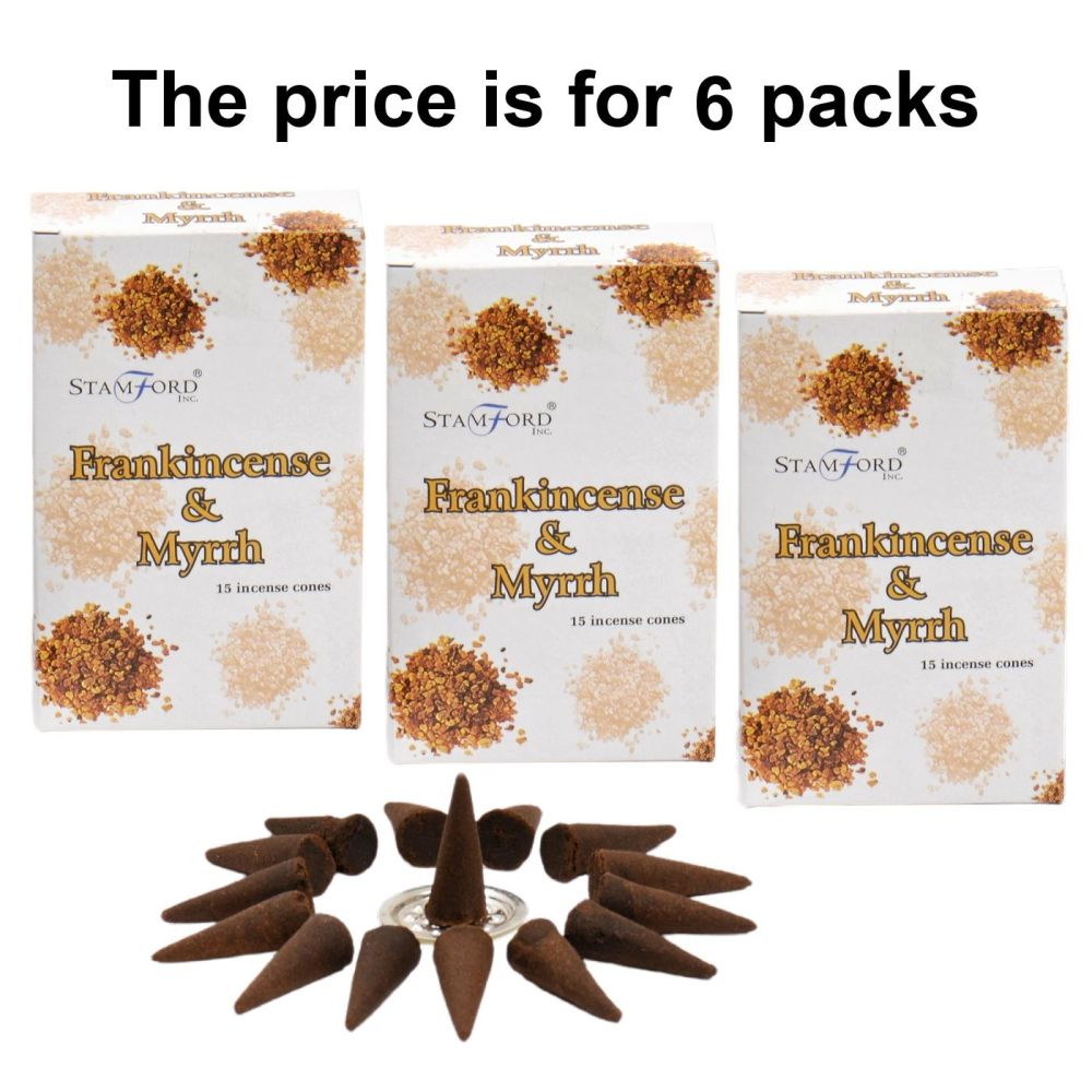 Frankincense Myrrh Premium Incense Cones by Stamford 6 packs Dhoop