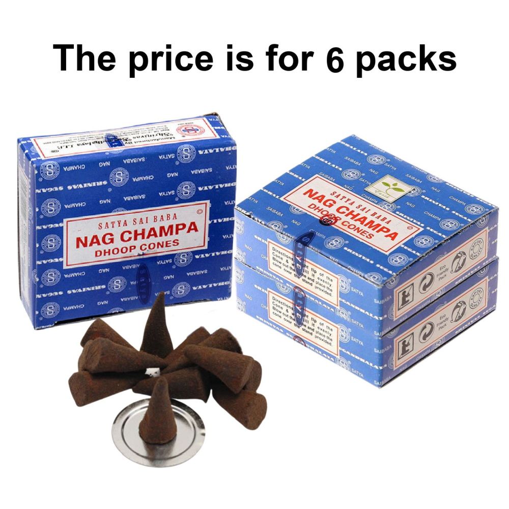 Nag Champa Incense Dhoop Cones by Satya 6 packs