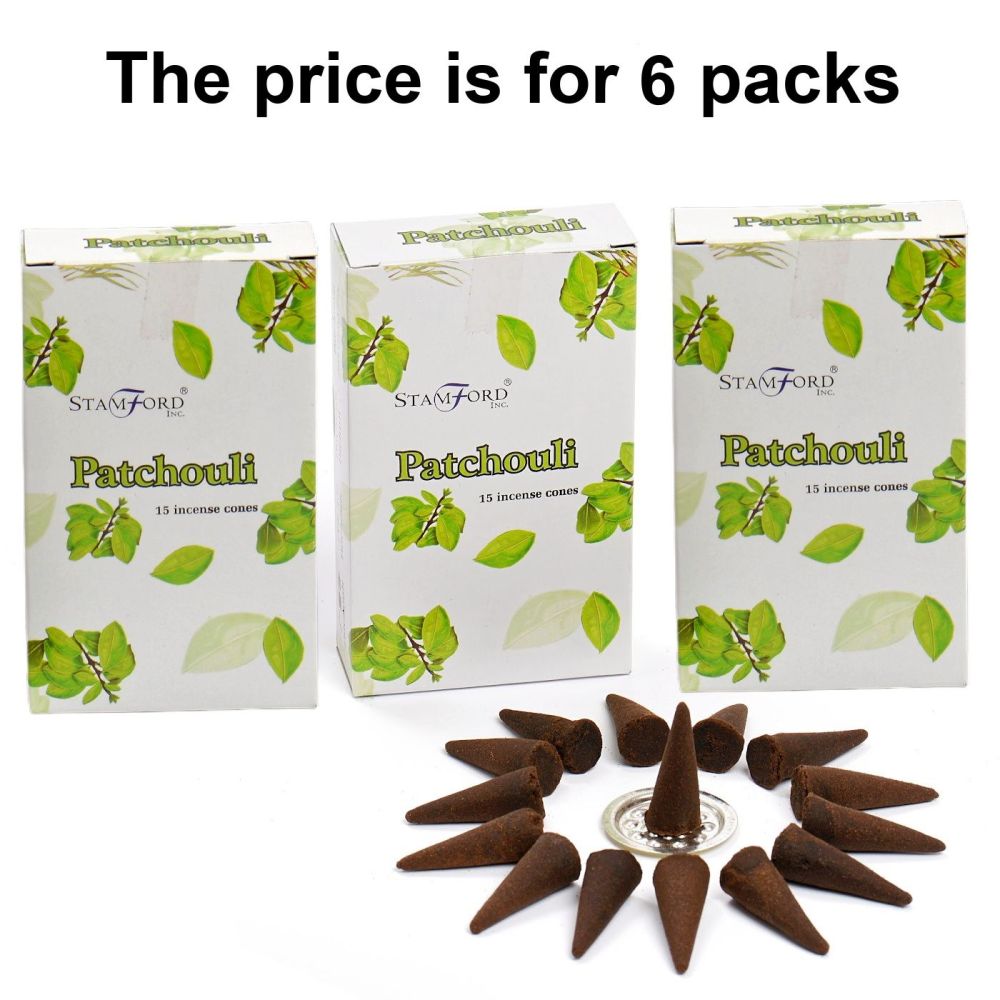 Patchouli Premium Incense Cones by Stamford 6 packs Dhoop