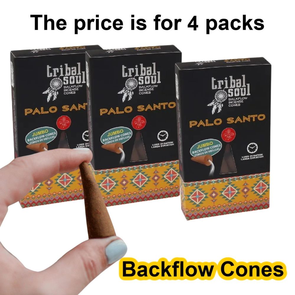 Palo Santo Backflow Incense Cones Dhoop by Tribal Soul 4 packs