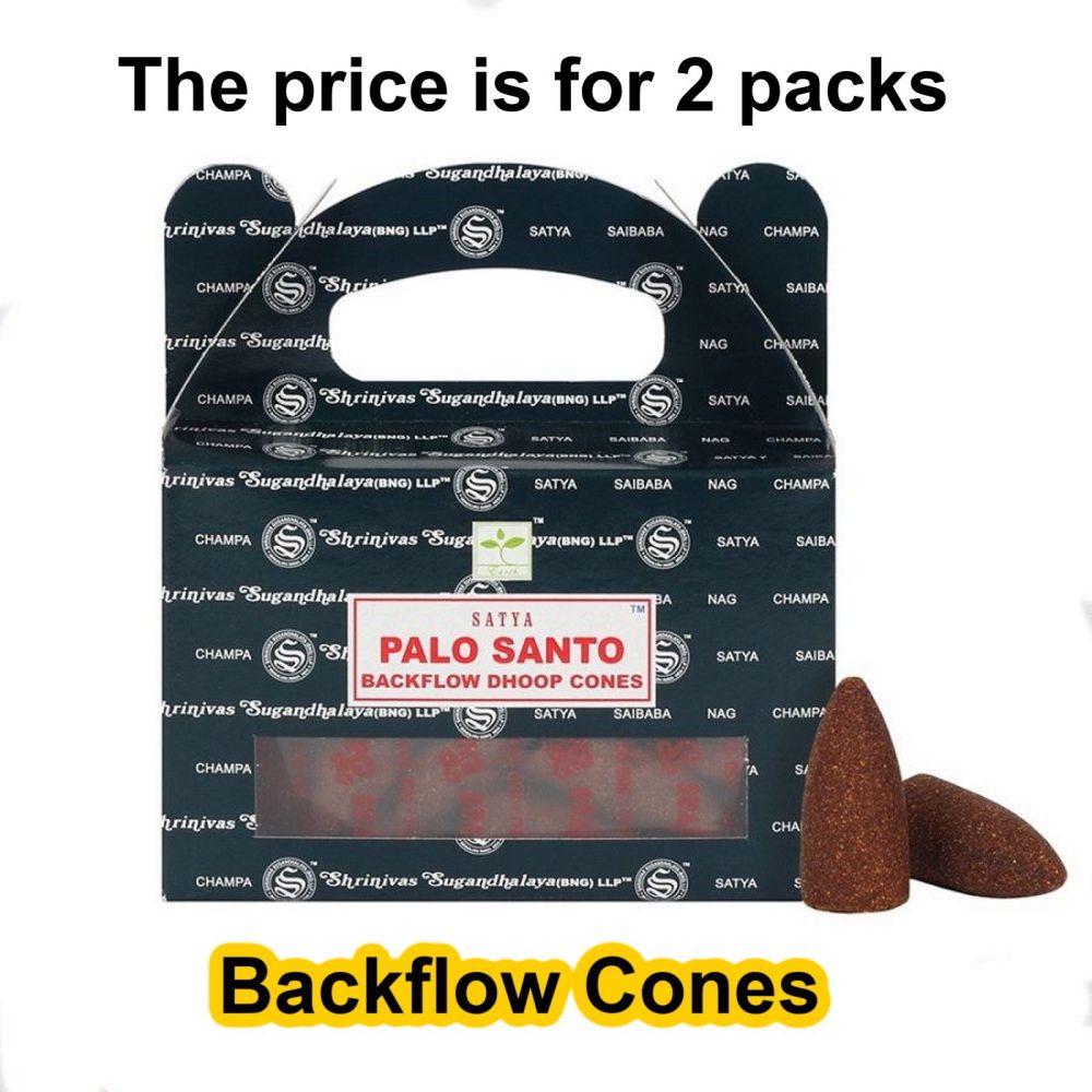 Palo Santo Backflow Incense Cones Dhoop by Satya 2 packs 48 pcs