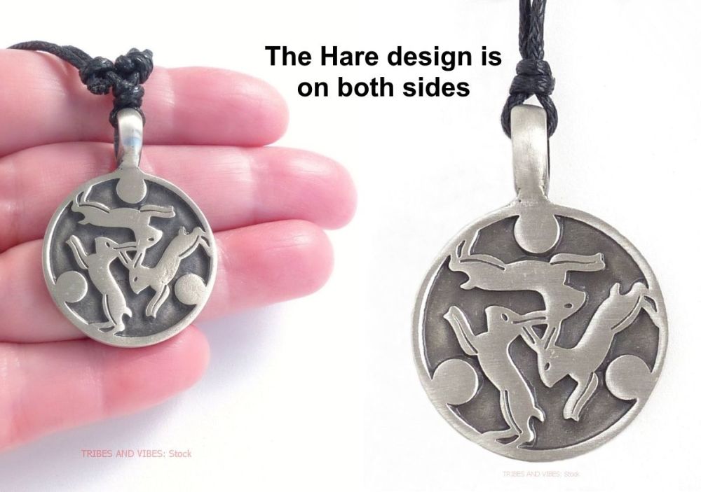 Three Hares 2-sided Pendant Necklace (stock)