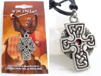 Celtic Cross Knotwork Pendant Necklace (red)